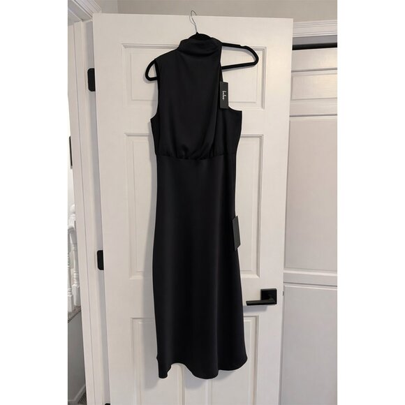 Lulus Dresses & Skirts - Lulus Black Satin Asymmetrical Midi Dress - Size M